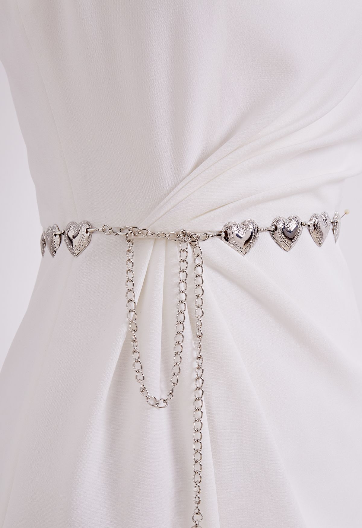 Engraving Silver Heart Chain Belt