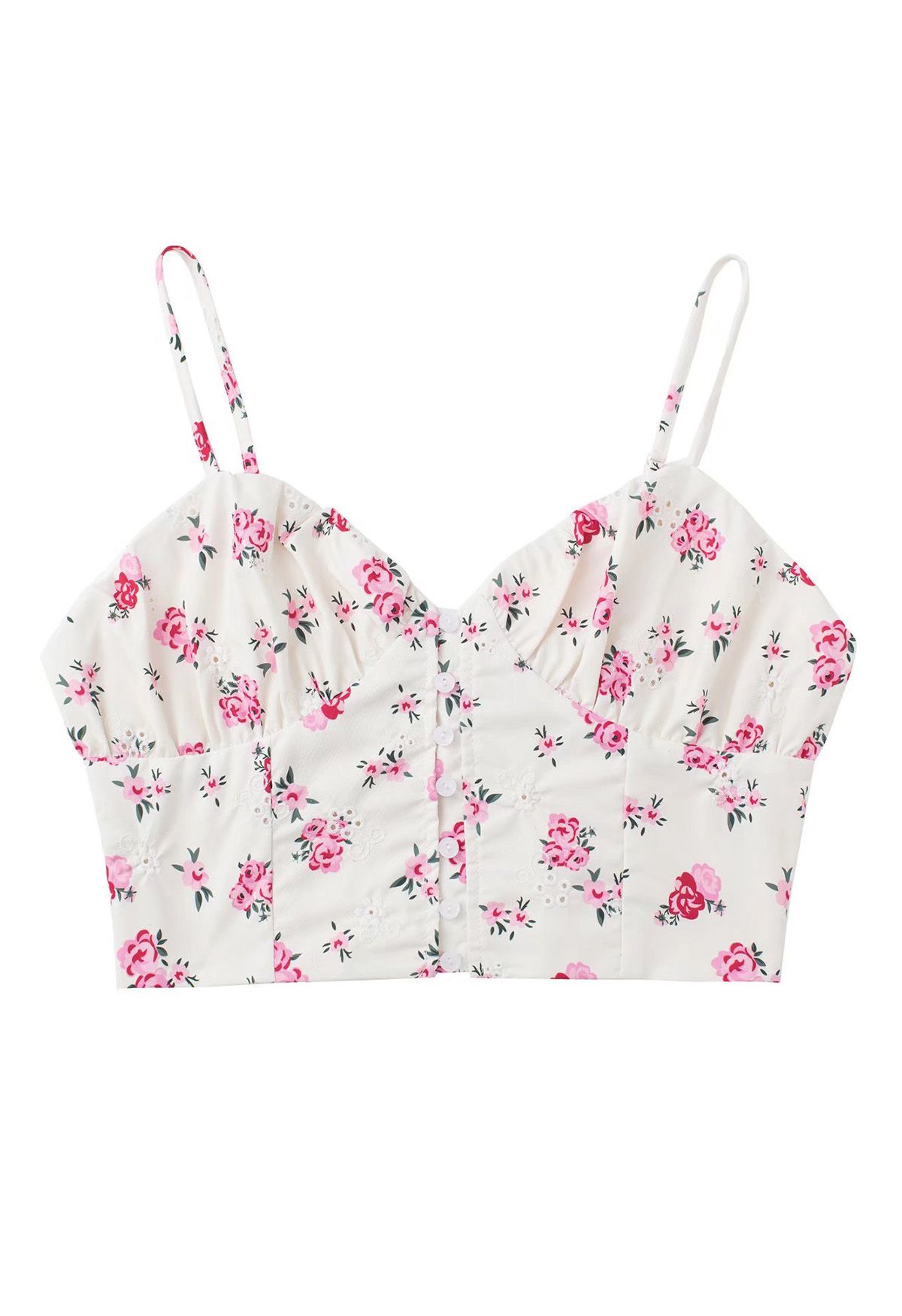 Embroidered Floret Eyelet Bustier Crop Top