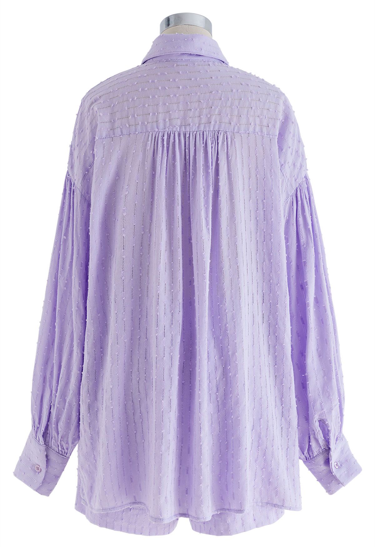 Laid Back Eyelet Oversized Shirt and Shorts Set in Lilac