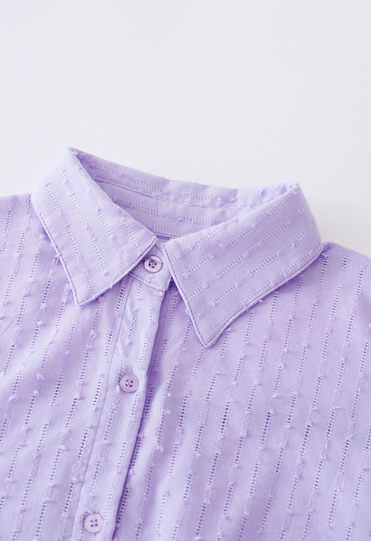 Laid Back Eyelet Oversized Shirt and Shorts Set in Lilac