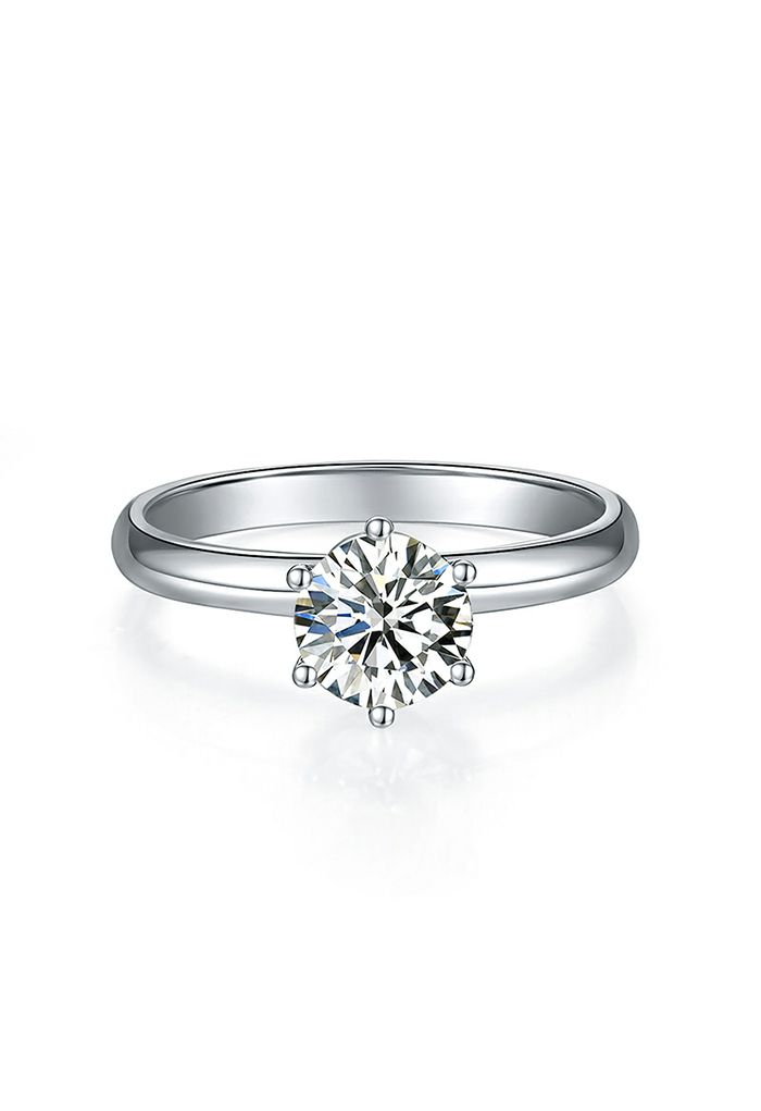 Hexagon Moissanite Diamond Glossy Round Ring