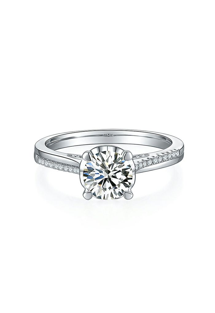 Diamond Trim Moissanite Diamond Ring