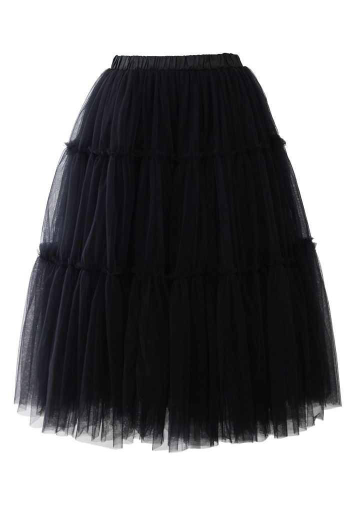 Falda midi de tul Amore en negro