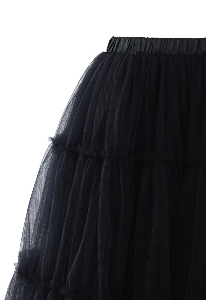 Falda midi de tul Amore en negro