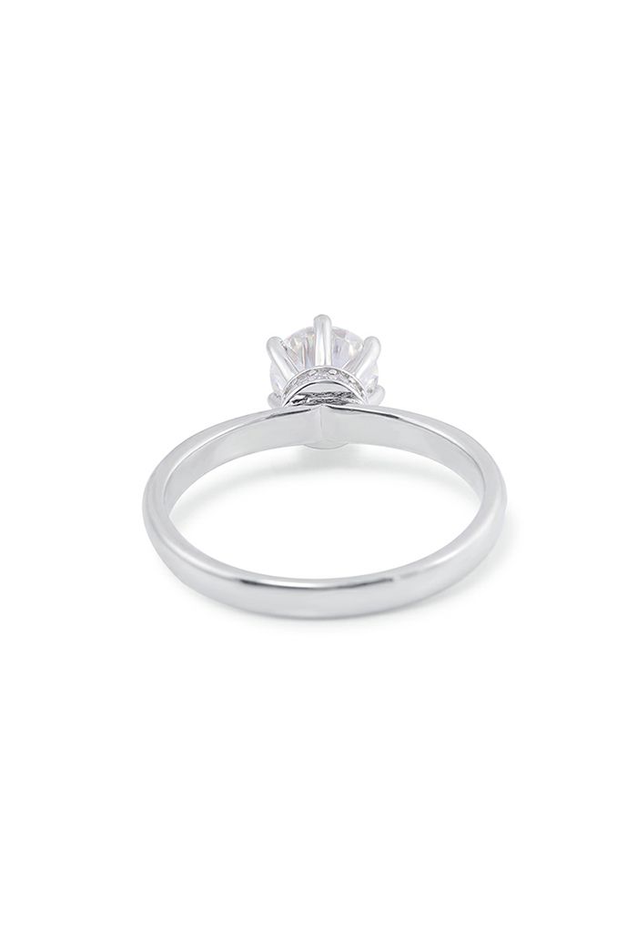 Hexagon Moissanite Diamond Glossy Round Ring