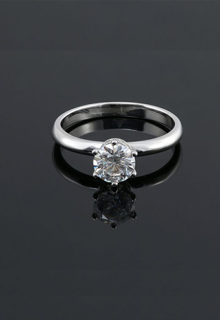 Hexagon Moissanite Diamond Glossy Round Ring