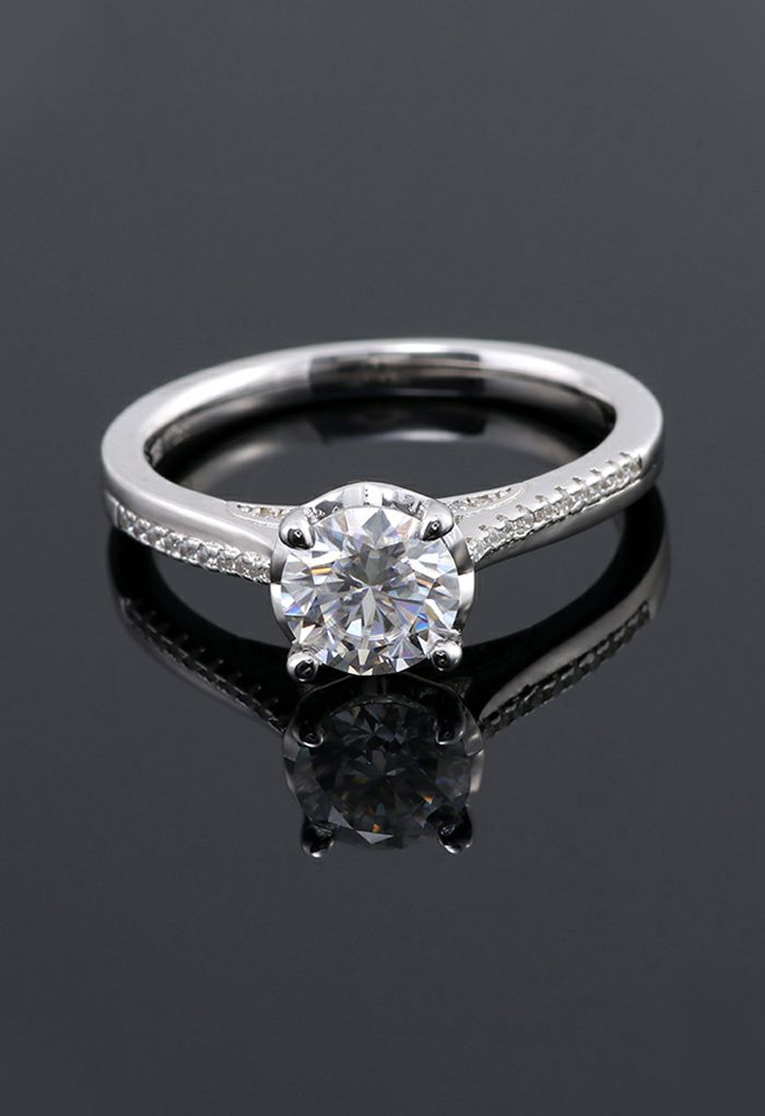 Diamond Trim Moissanite Diamond Ring