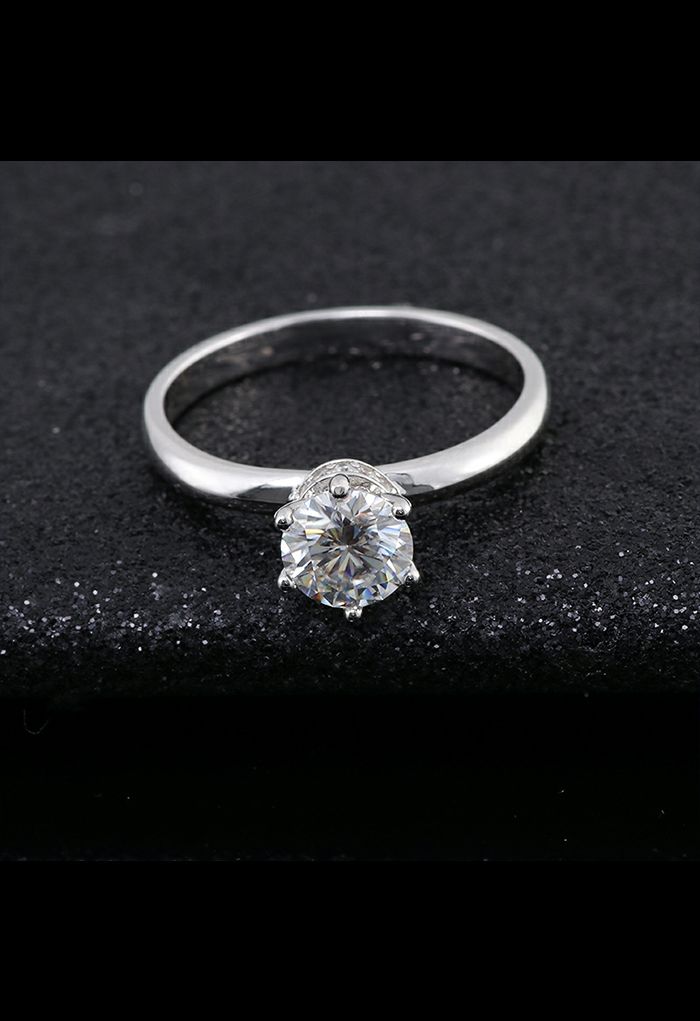 Hexagon Moissanite Diamond Glossy Round Ring