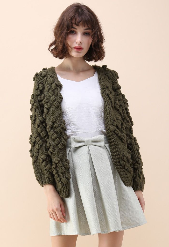 Cárdigan Knit Your Love en verde militar