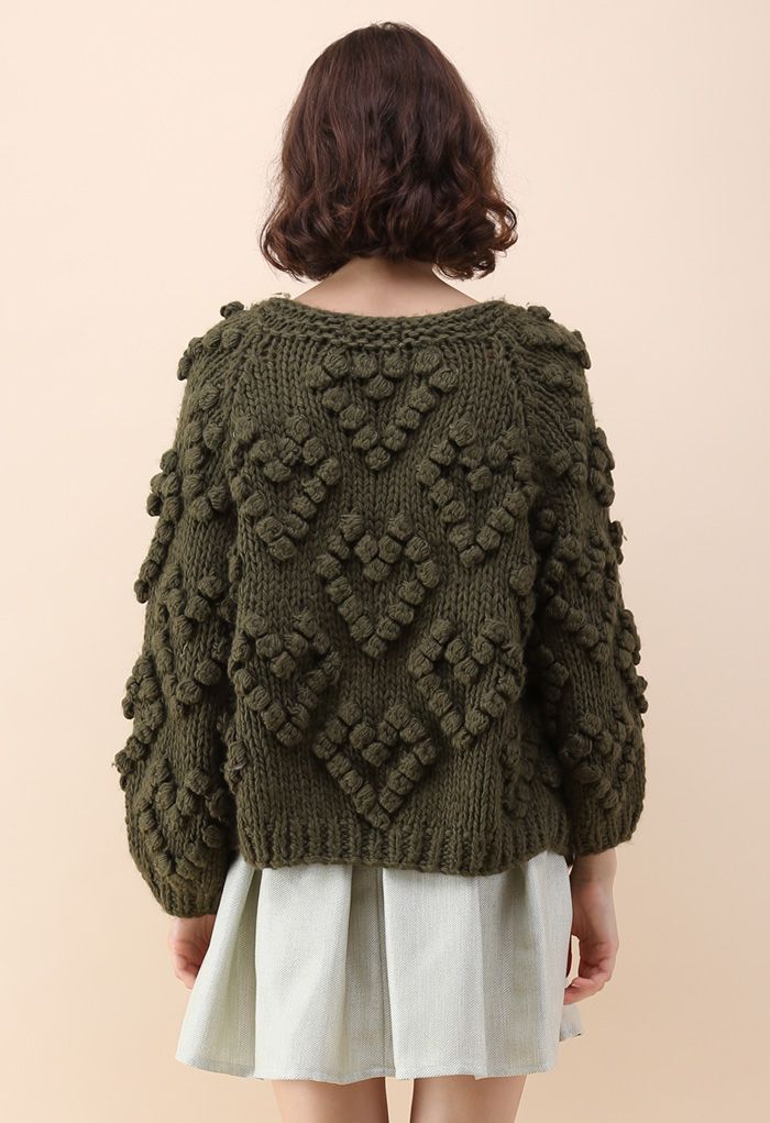 Cárdigan Knit Your Love en verde militar