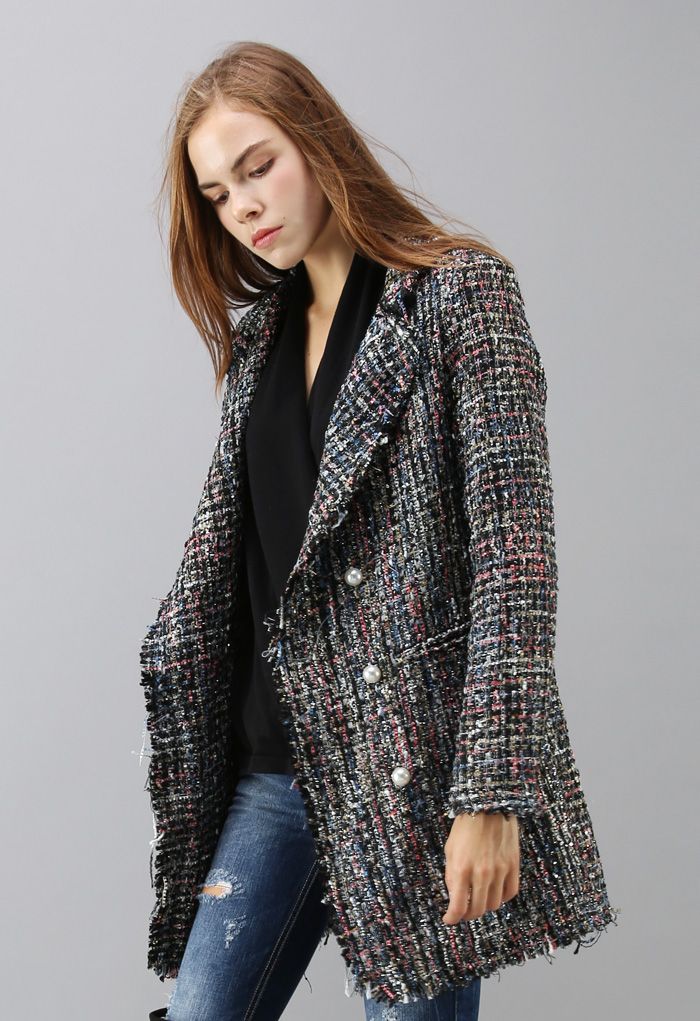 Abrigo de tweed con doble botonadura Flickering Attraction