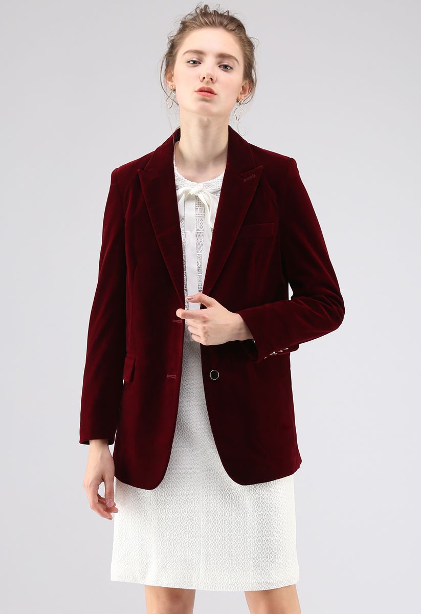 Blazer de Terciopelo Noble Chic en Vino