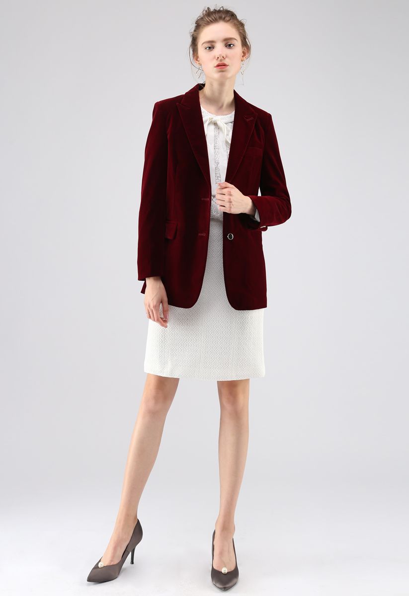 Blazer de Terciopelo Noble Chic en Vino