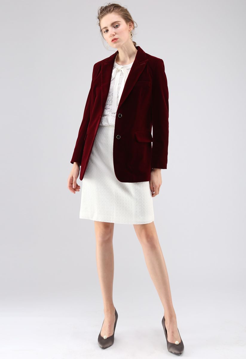 Blazer de Terciopelo Noble Chic en Vino