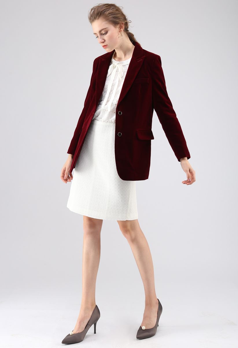 Blazer de Terciopelo Noble Chic en Vino