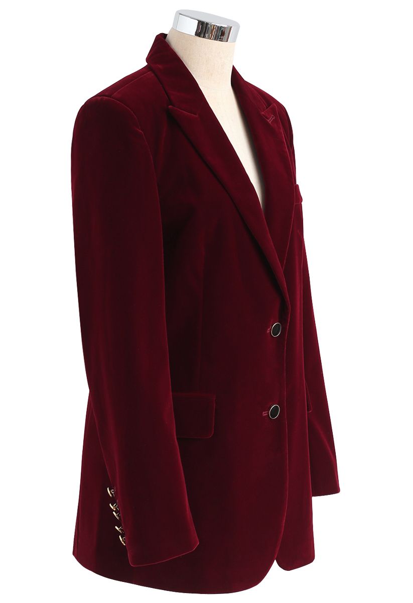 Blazer de Terciopelo Noble Chic en Vino