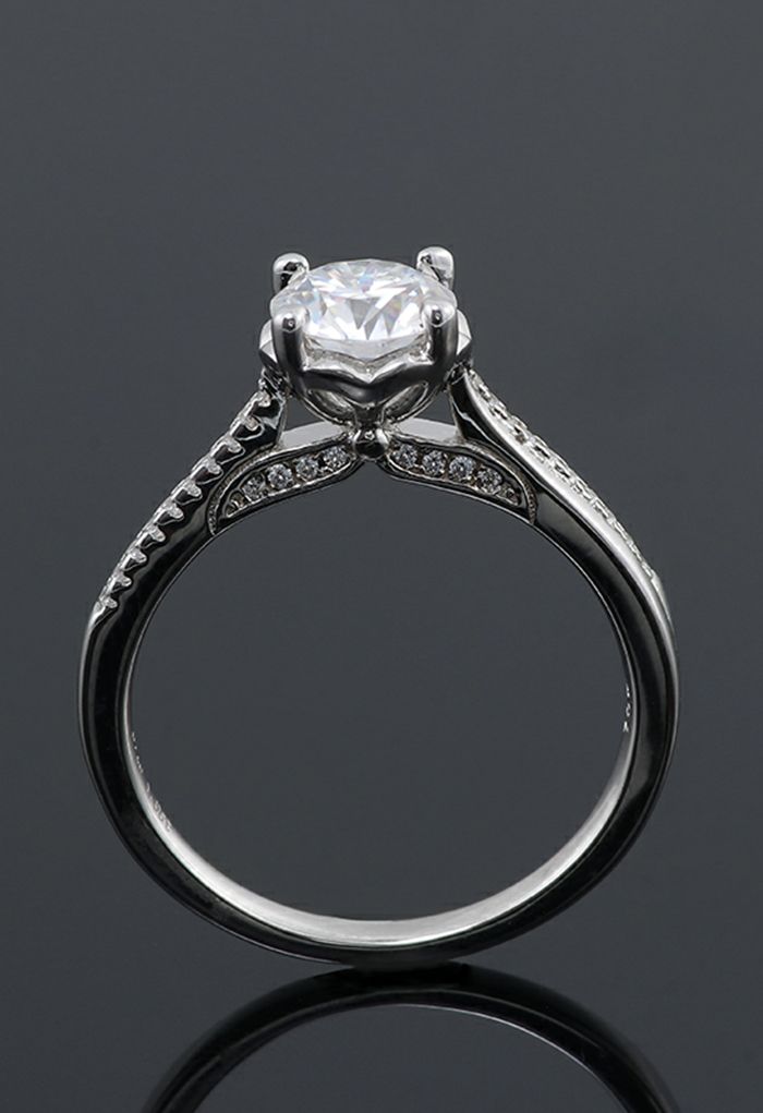 Diamond Trim Moissanite Diamond Ring