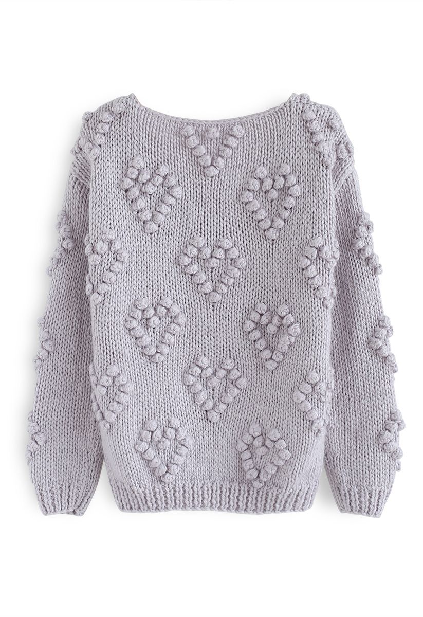 Suéter con cuello en V Knit Your Love en lavanda