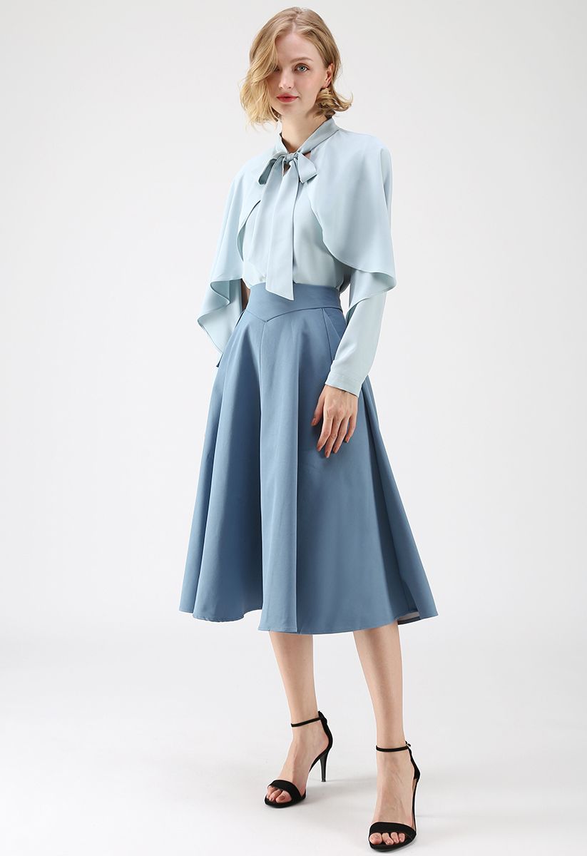 Falda a media pierna Classic Simplicity A-Line en azul