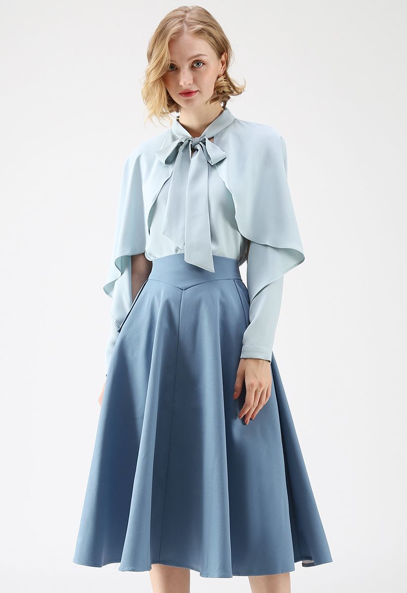 Falda a media pierna Classic Simplicity A-Line en azul