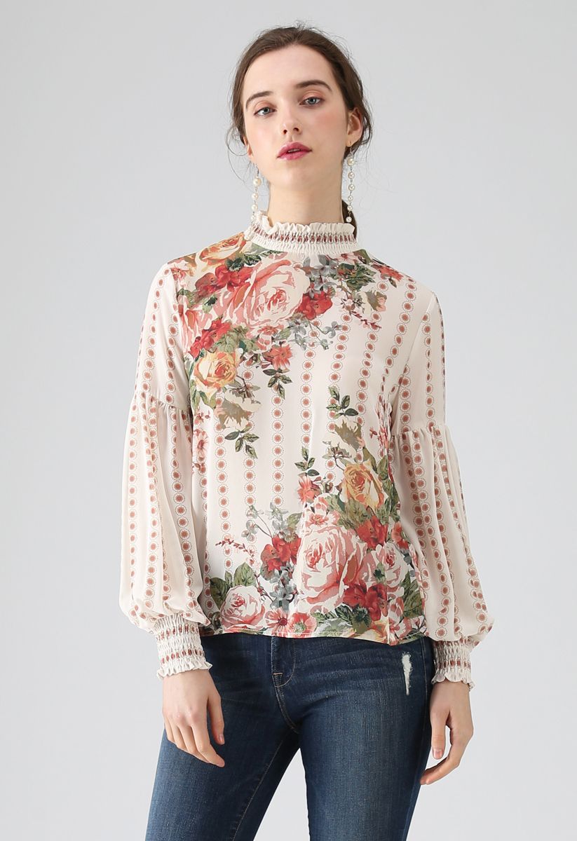 Blusa Fancy in Gardens Floral