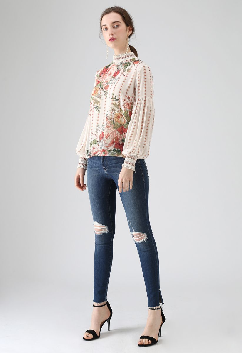 Blusa Fancy in Gardens Floral