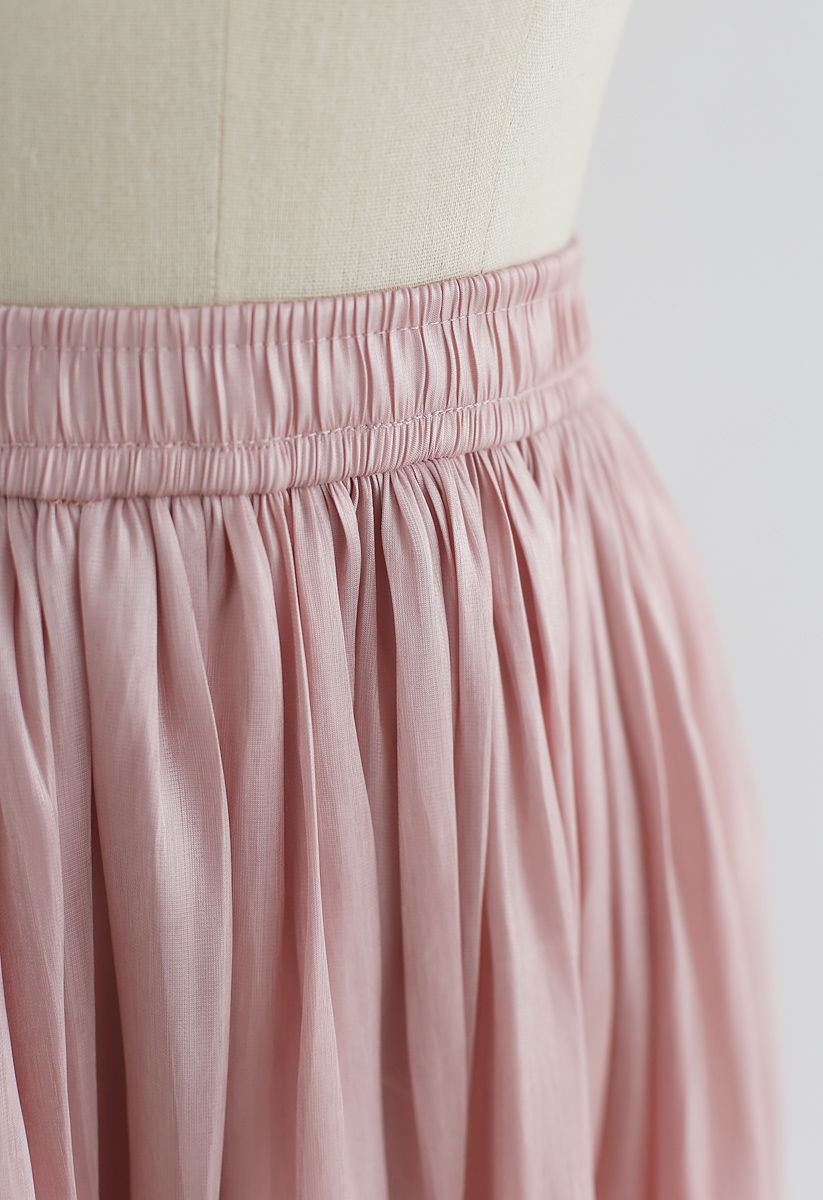 Sleek Beauties Pleated Midi Skirt in Pink