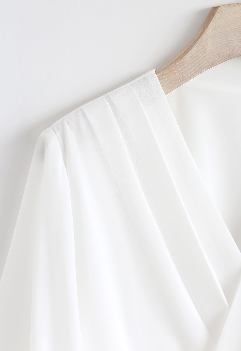 Stay Chic Cropped Cape Top in White