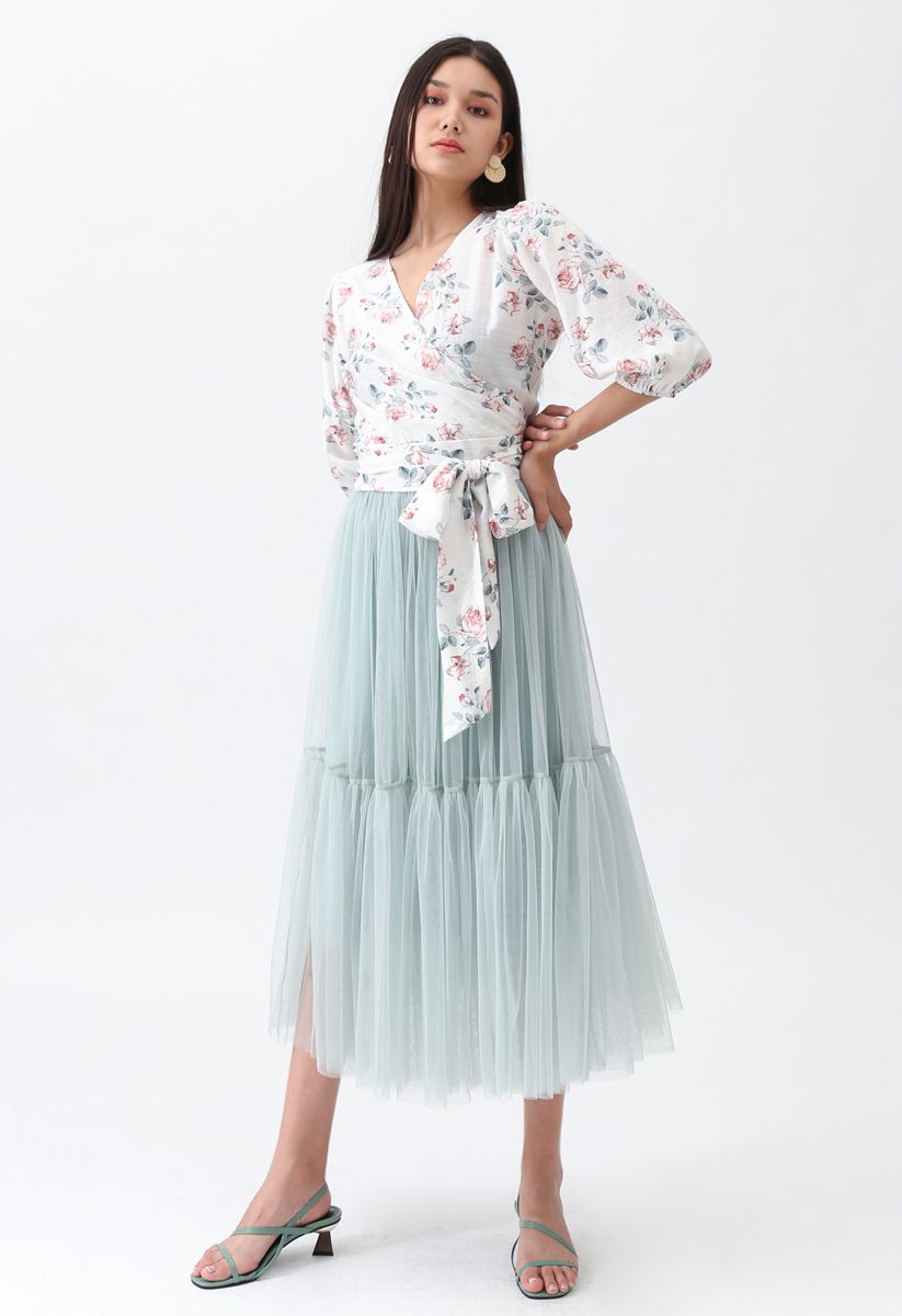 Can't Let Go Mesh Tulle Skirt in Mint