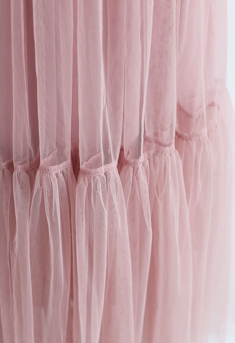 Can't Let Go Mesh Tulle Skirt in Pink