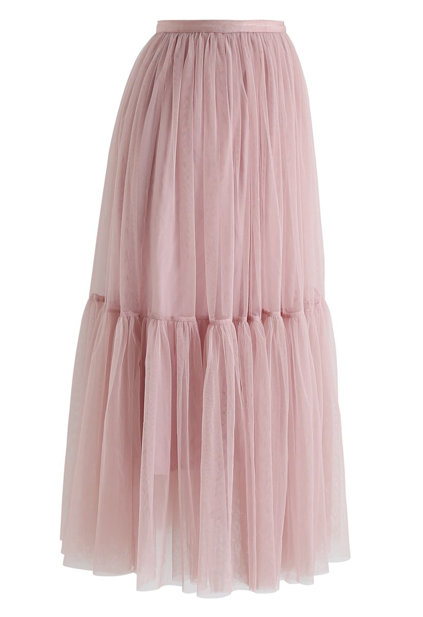 Can't Let Go Mesh Tulle Skirt in Pink