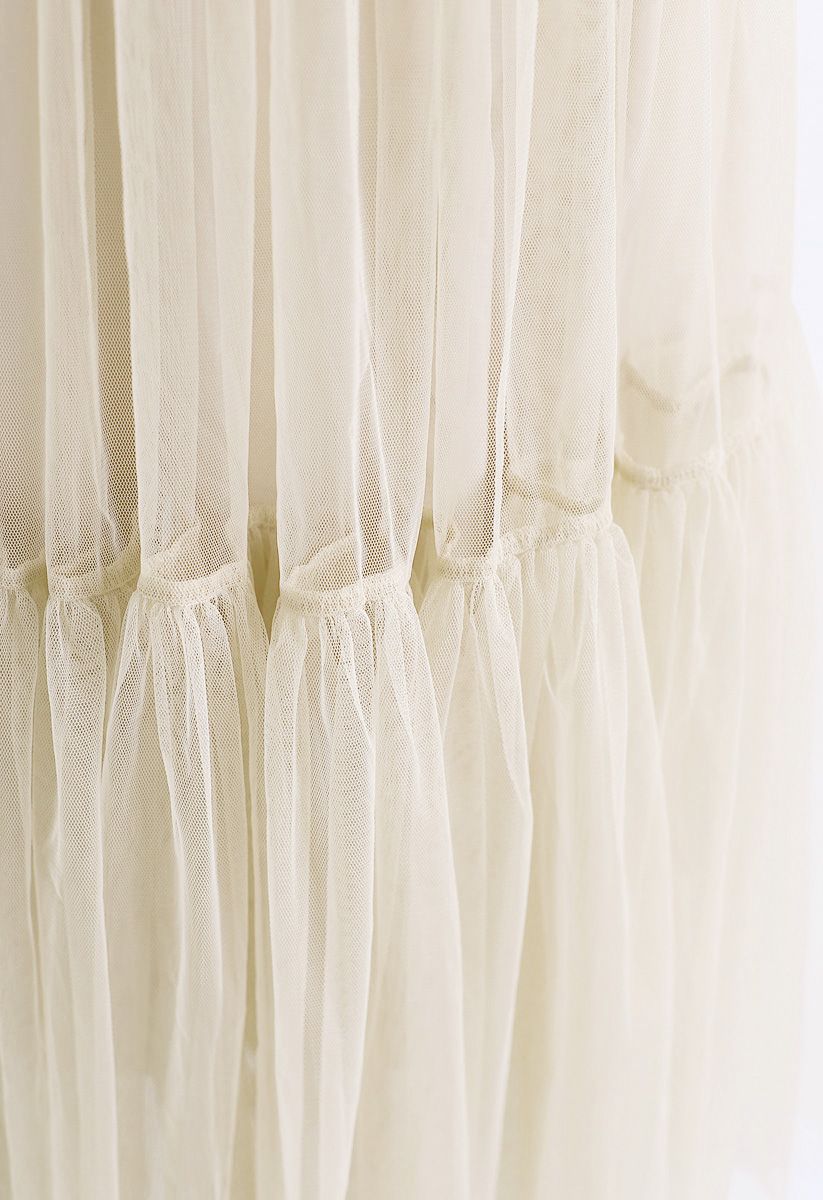 Can't Let Go Mesh Tulle Skirt in Cream