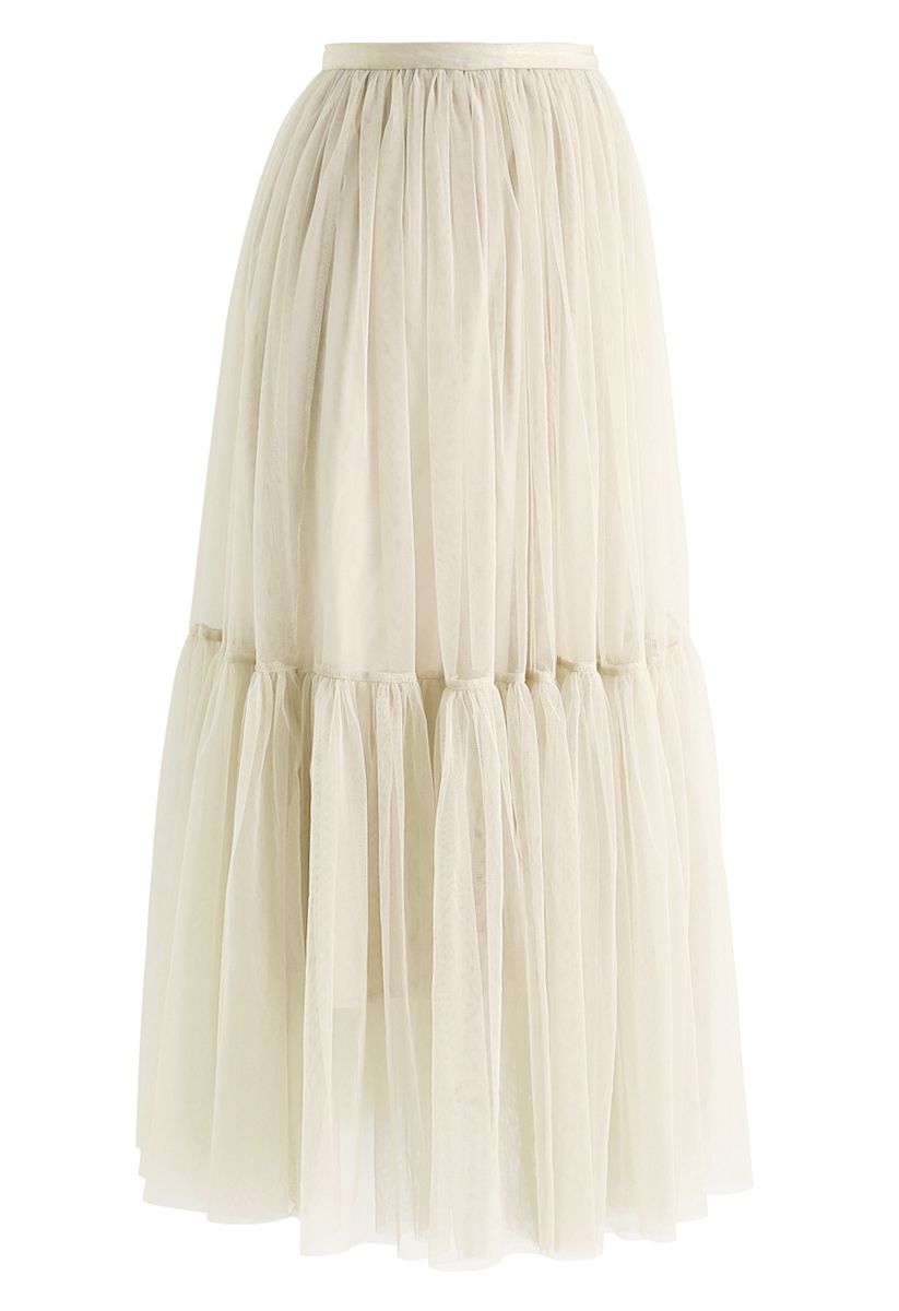 Can't Let Go Mesh Tulle Skirt in Cream