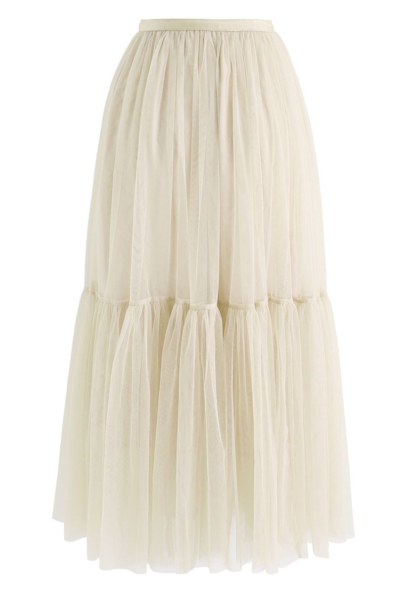 Can't Let Go Mesh Tulle Skirt in Cream