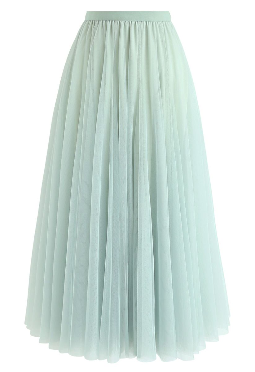 My Secret Garden Tulle Maxi Skirt in Mint