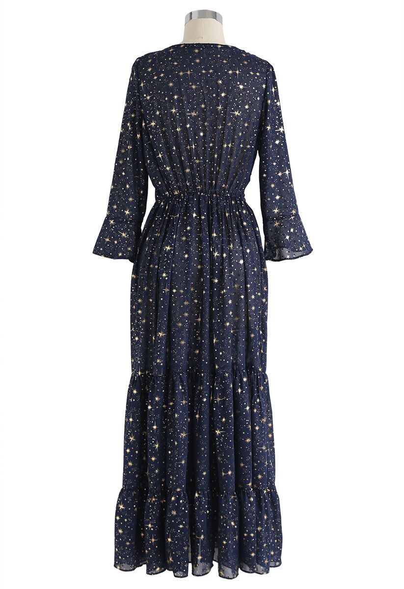 Glory of Love Star Printed Maxi Dress in Navy