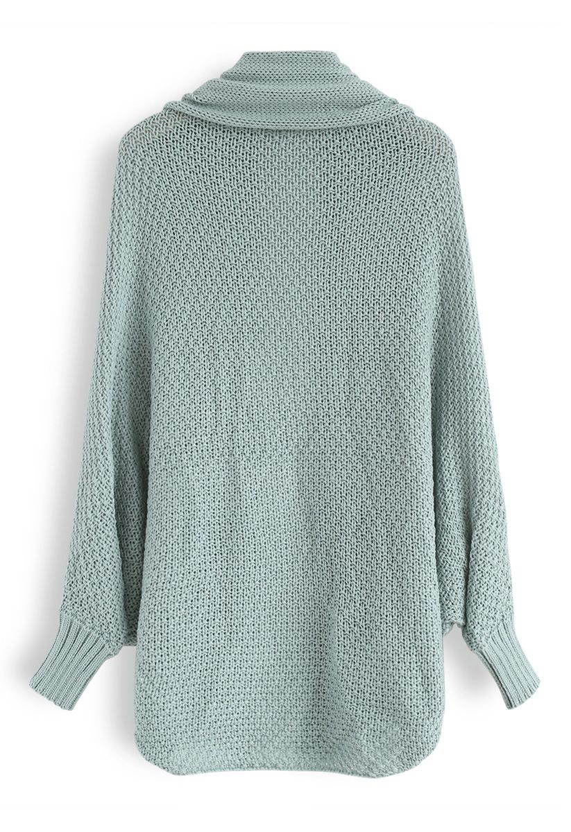 Open Front Drape Knit Cardigan in Blue