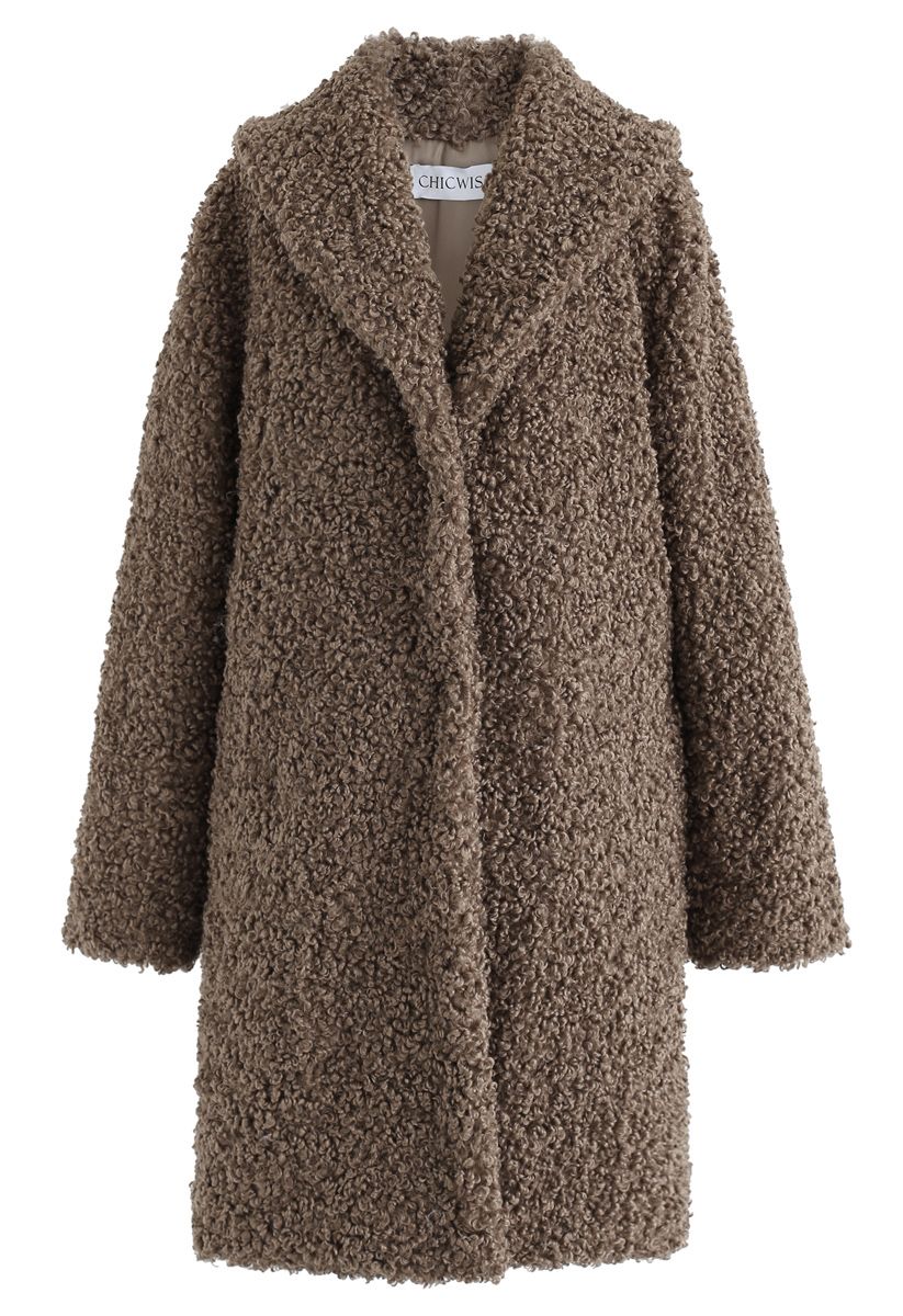 Feeling of Warmth Faux Fur Longline Coat in Brown