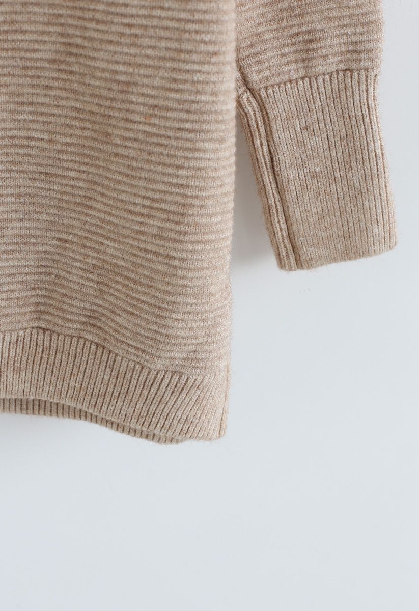 Cozy Ribbed Turtleneck Sweater in Linen