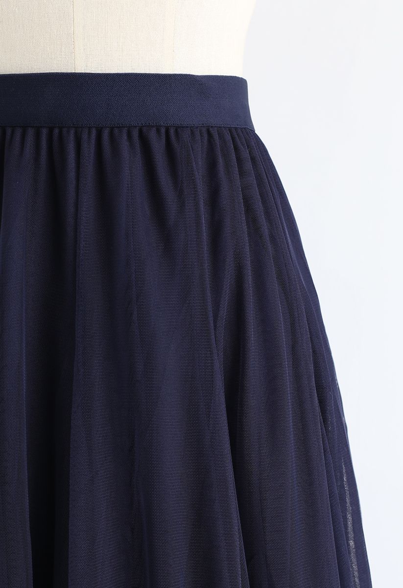 My Secret Garden Tulle Maxi Skirt in Navy