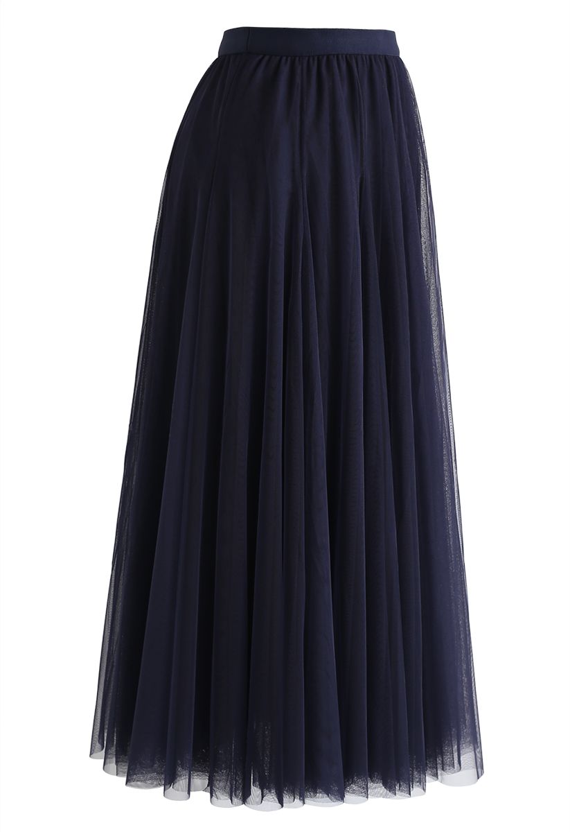 My Secret Garden Tulle Maxi Skirt in Navy