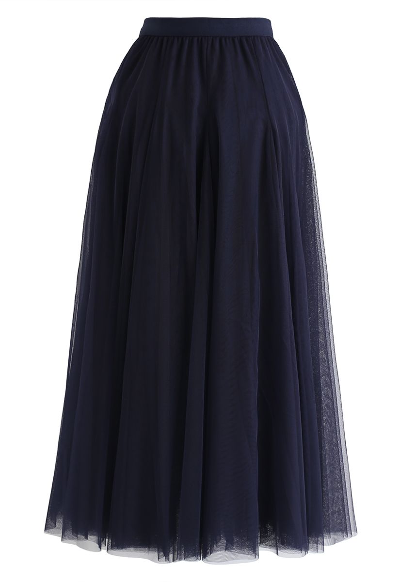 My Secret Garden Tulle Maxi Skirt in Navy