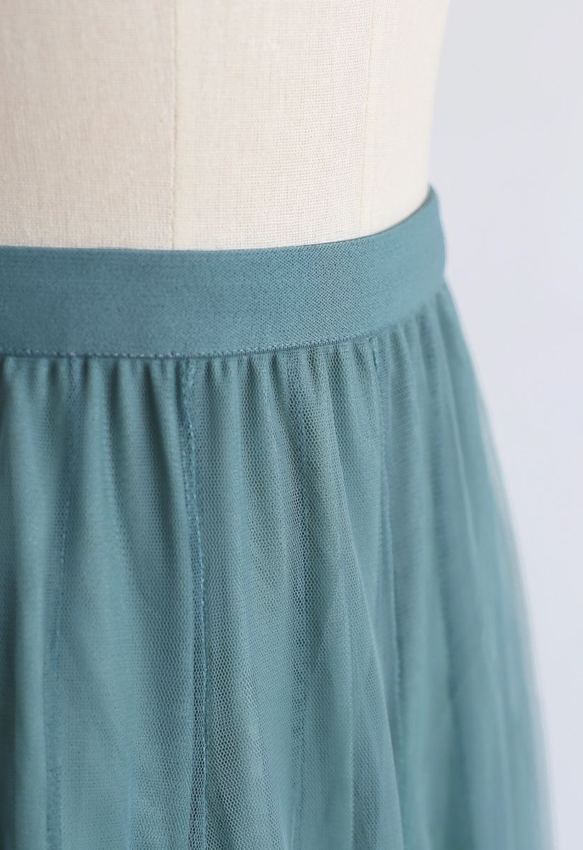 My Secret Garden Tulle Maxi Skirt in Turquoise