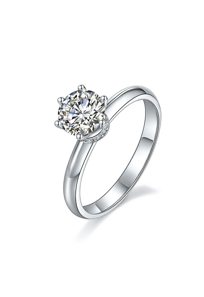 Hexagon Moissanite Diamond Glossy Round Ring