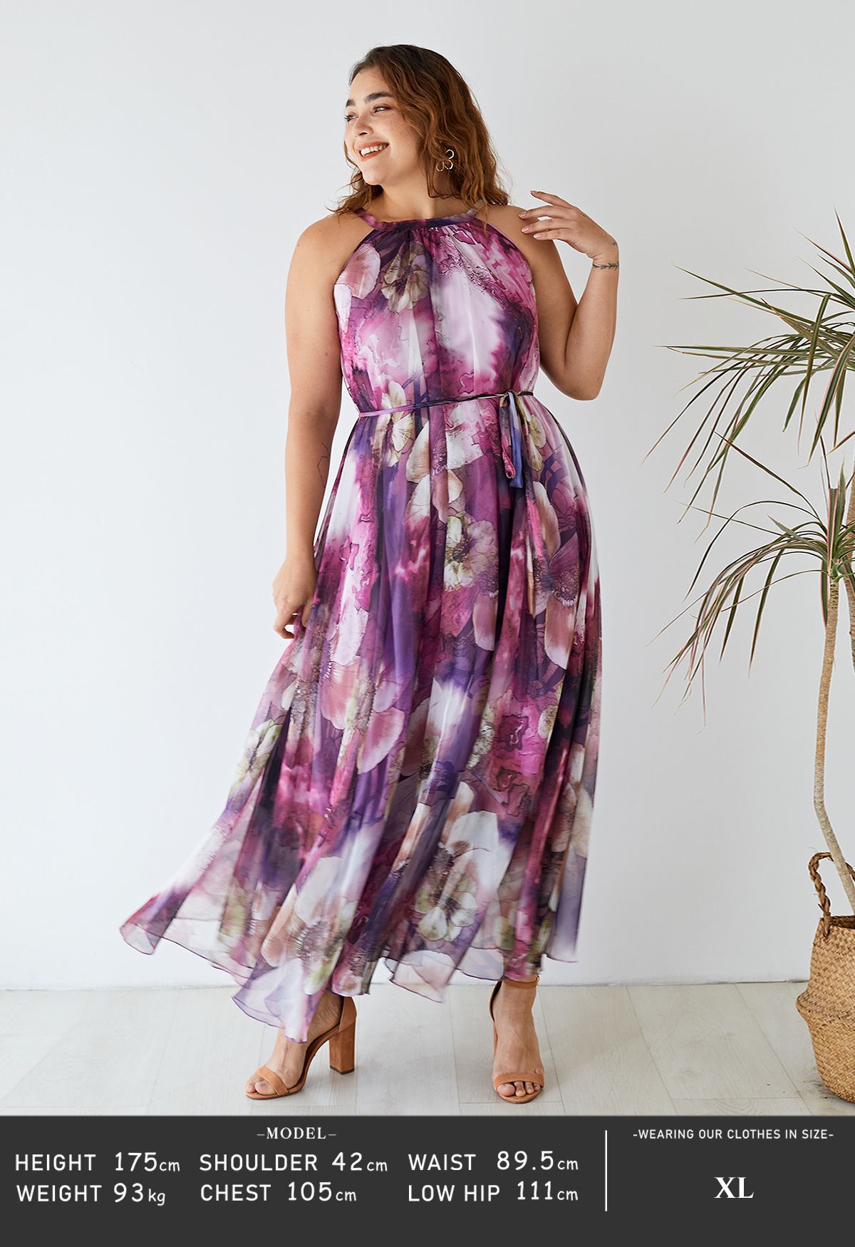 Vestido midi floral morado misterioso