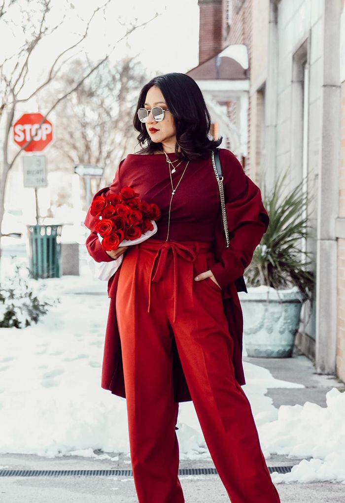 Ruched Front Long Sleeve Top in Burgundy