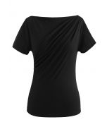 Ruched Front T-Shirt in Black