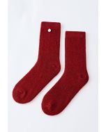 Mix Color Dots Wool-Blend Crew Socks in Red