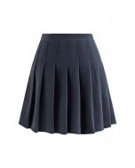 High Waist Wool-Blend Pleated Skater Skirt in Smoke