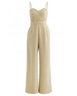 Sassy Built-in-Bra Cami Jumpsuit in Light Yellow